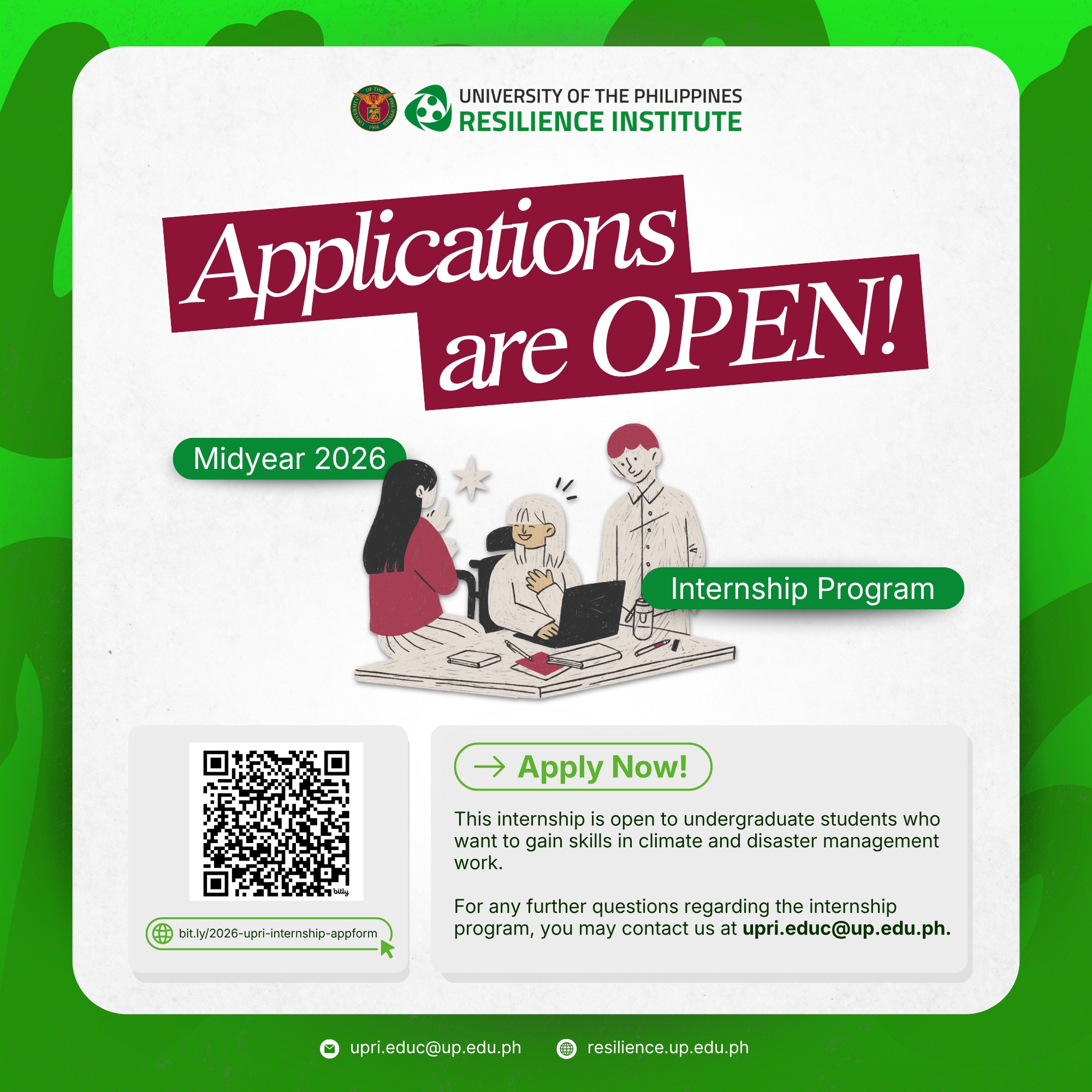 UP Resilience Institute Midyear 2026 Internship Program – Applications now open!
